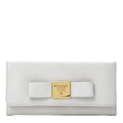 Prada Saffiano Bow Continental Wallet Talco 1 of 17