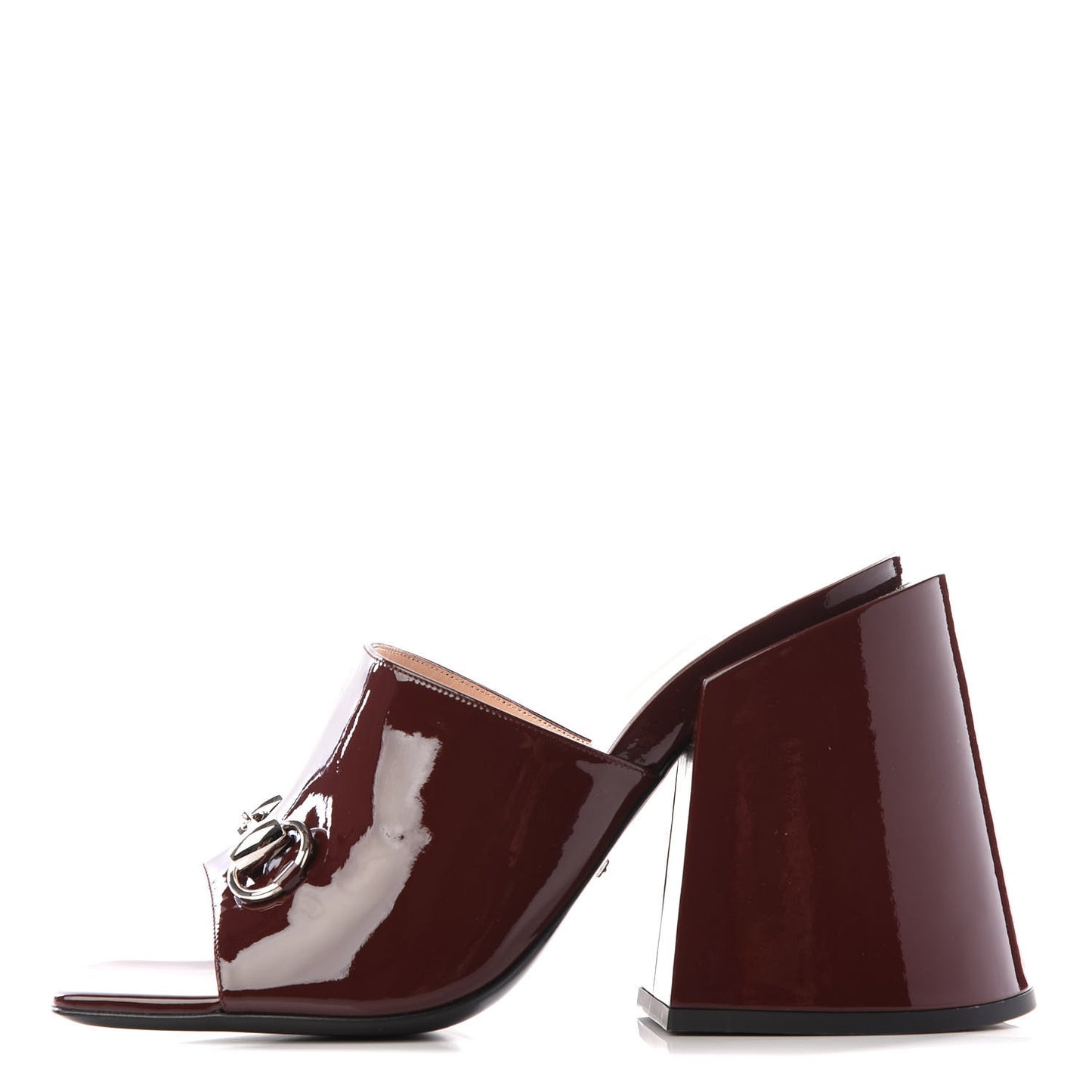 Patent Lexi Horsebit High-Heel Slide Sandals 39.5 Bordeaux