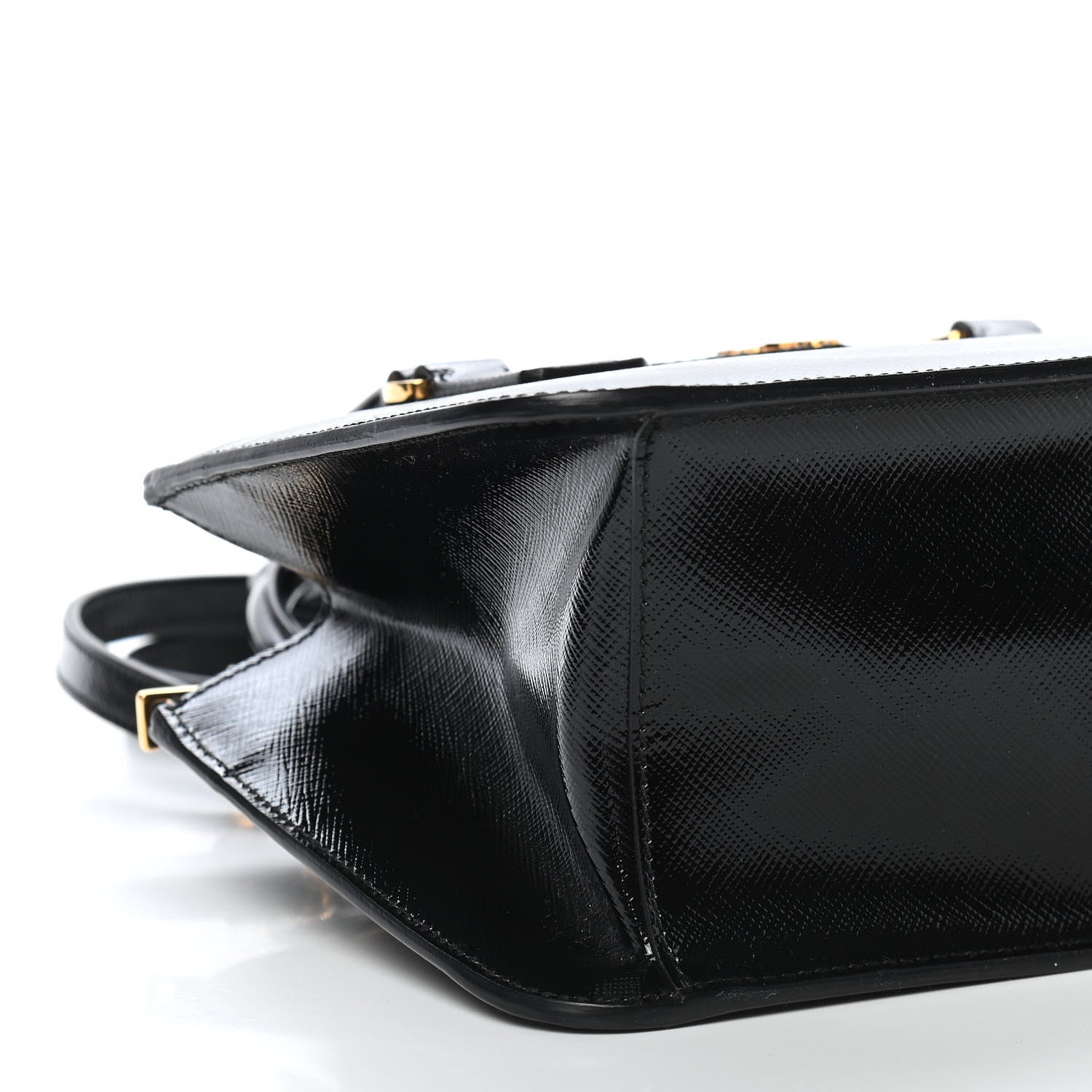 Prada Saffiano Vernice Mini Galleria Double Zip Tote Black 9 of 10