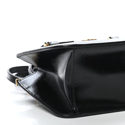 Prada Saffiano Vernice Mini Galleria Double Zip Tote Black 9 of 10
