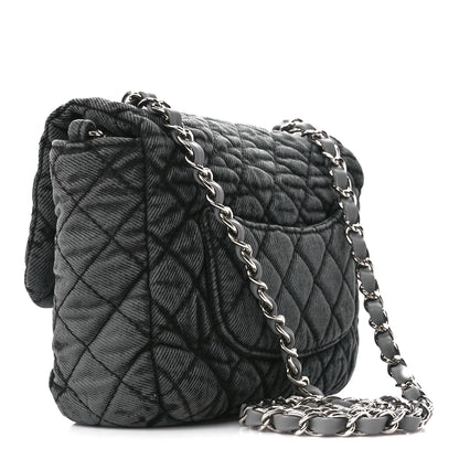 Chanel Washed Denim Quilted Small Denimpression Flap Grey Black 3 of 11