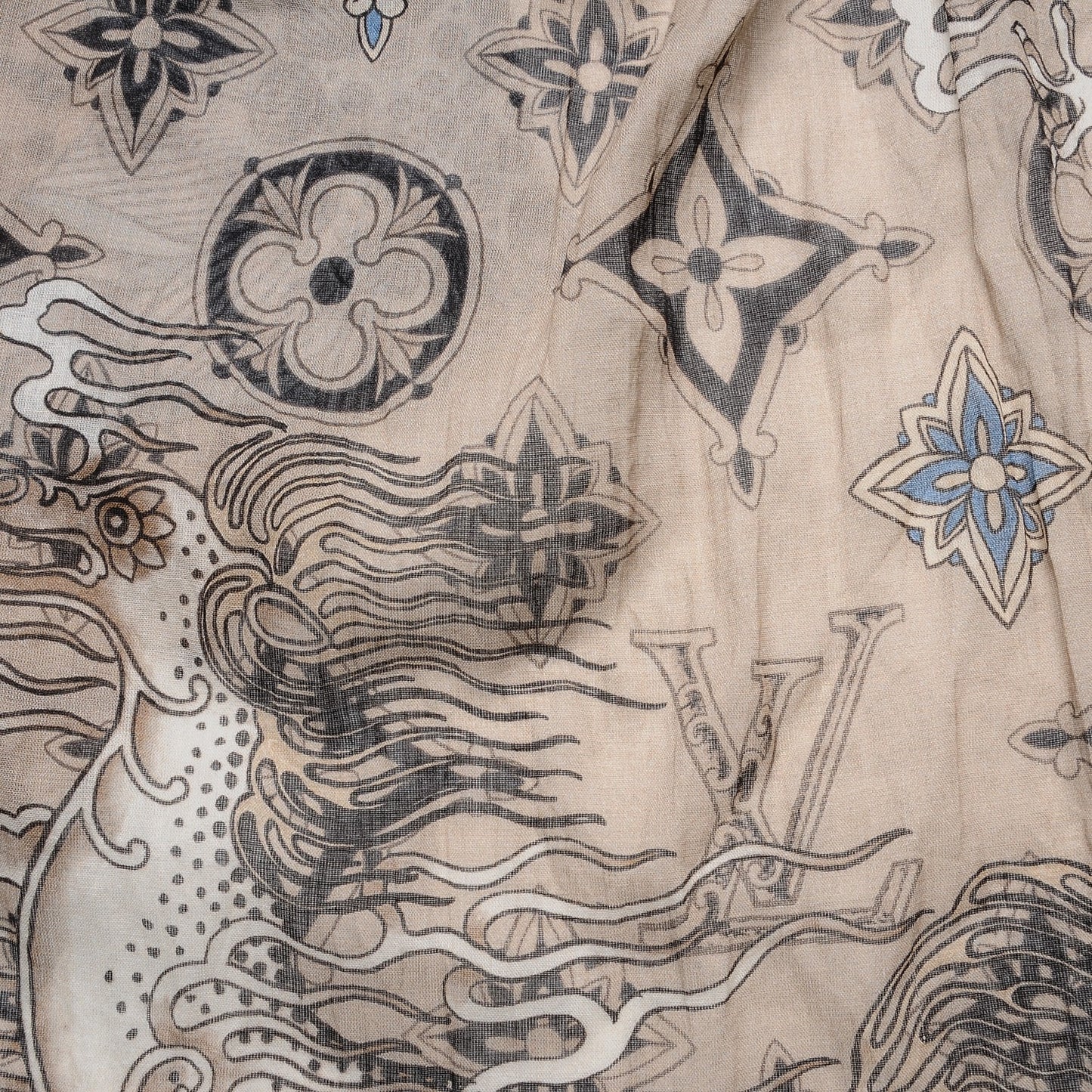 Cotton Etole Tattoo Scarf Kaki