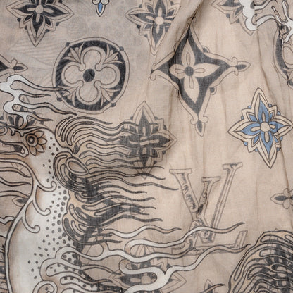 Louis Vuitton Cotton Etole Tattoo Scarf Kaki 3 of 4