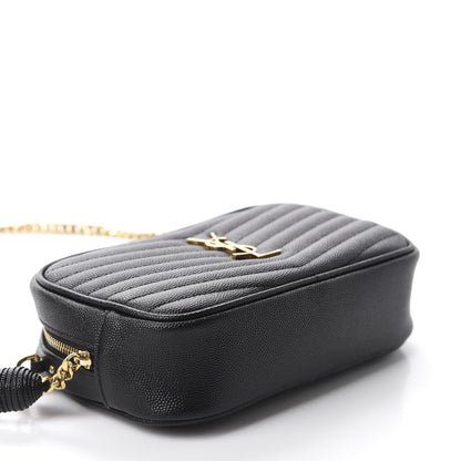 Saint Laurent Grain De Poudre Matelasse Monogram Mini Lou Camera Bag Black 4 of 11