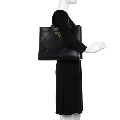 Prada Soft Calfskin Triangolo Symbole Embossed Medium Tote Black 2 of 9