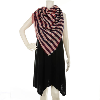 Louis Vuitton Silk Wool Monogram Striped Shawl Scarf Multicolor 2 of 5