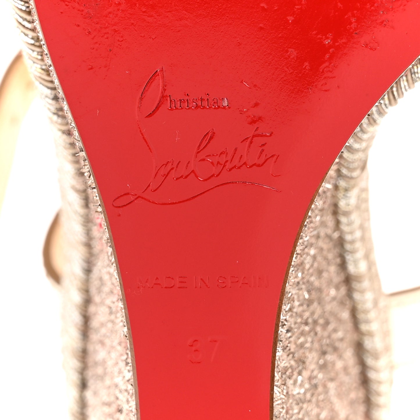 Calfskin Glitter Almeria 120 Wedge Sandals 37 Light Gold