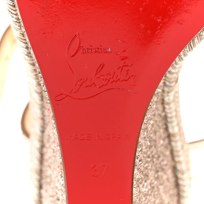 Christian Louboutin Calfskin Glitter Almeria 120 Wedge Sandals 37 Light Gold 8 of 13