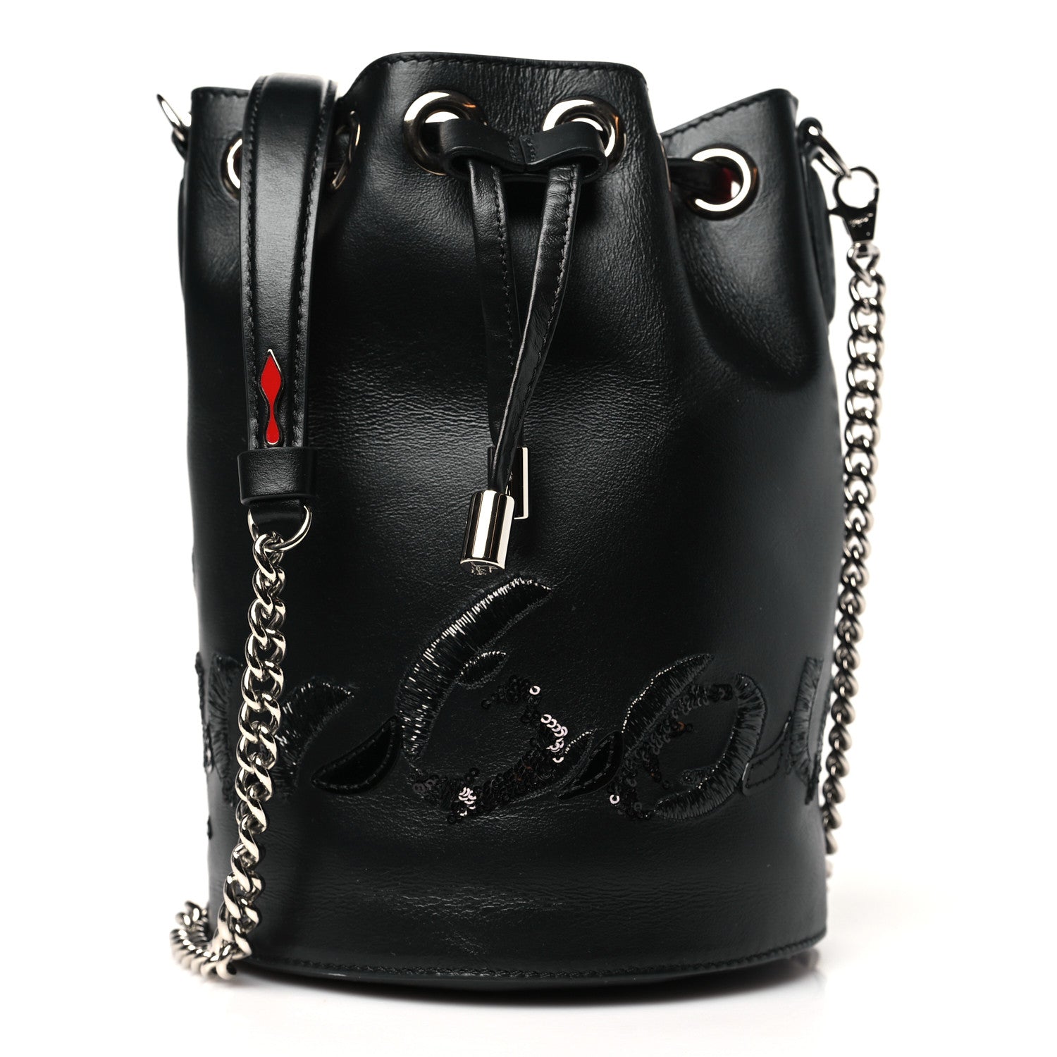 Christian Louboutin Calfskin Sequin Marie Jane Bucket Black 1 of 9