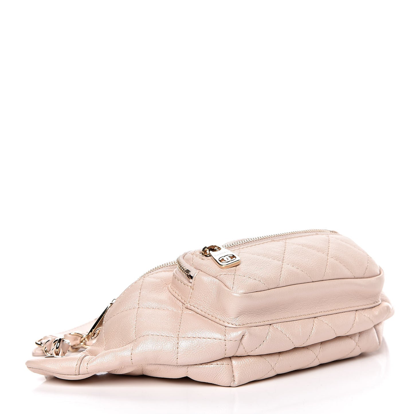 Iridescent Calfskin Quilted All About Waist Belt Bag Beige