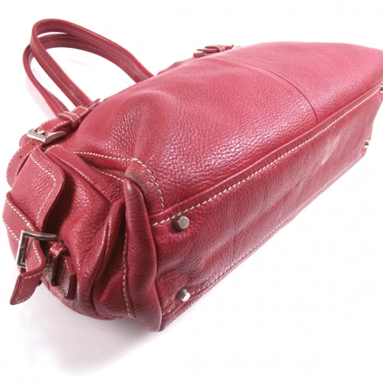 Prada Leather Tote Shoulder Bag Purse Red 5 of 14