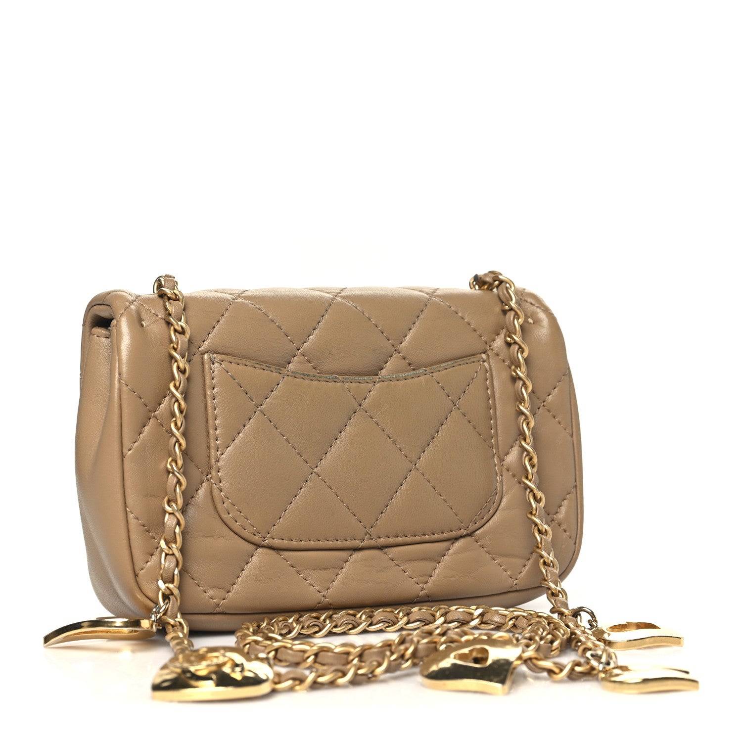 Chanel Lambskin Quilted Mini Heart Charms Flap Beige 3 of 13