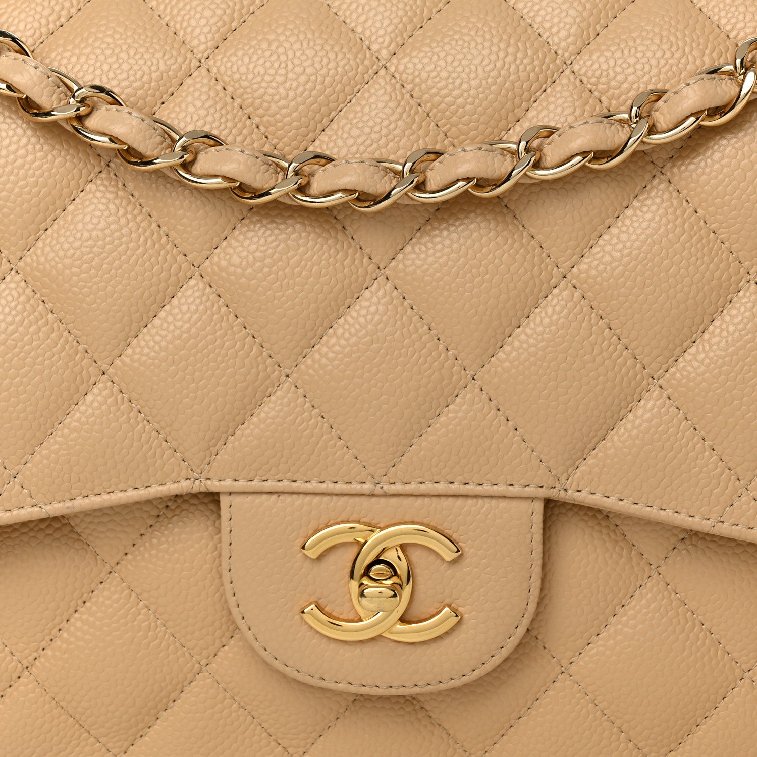 Chanel Caviar Quilted Jumbo Double Flap Beige 8 of 11