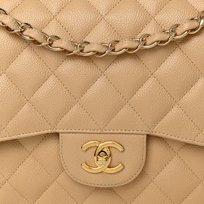 Chanel Caviar Quilted Jumbo Double Flap Beige 8 of 11