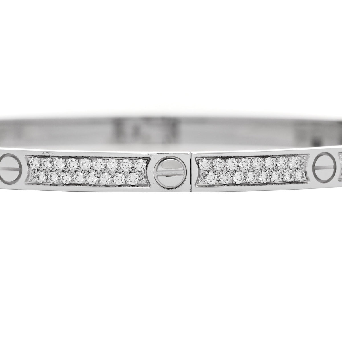 Cartier 18K White Gold Diamond Small LOVE Paved Bracelet 18 4 of 8