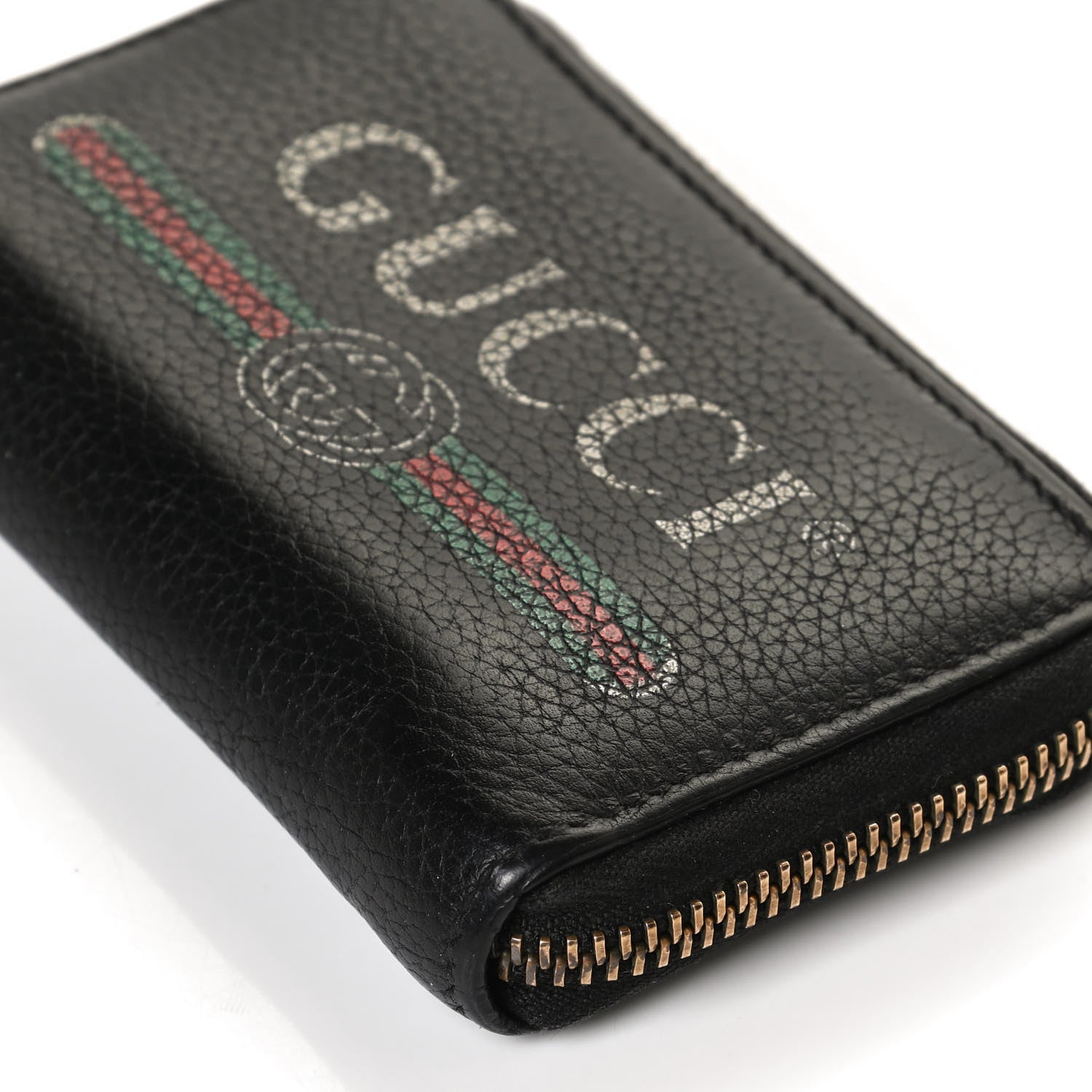 Gucci Calfskin Logo Zip Around Card Case Black 9 of 10