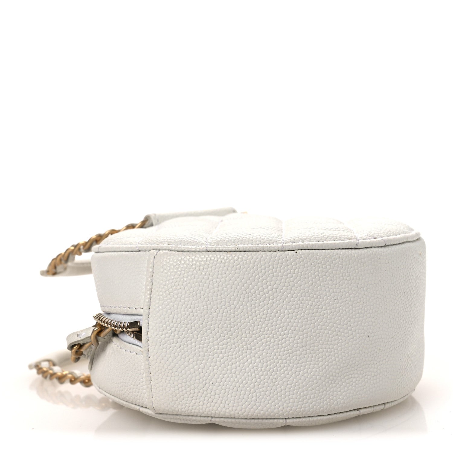 Chanel Caviar Quilted Chain Handle Round Clutch With Chain Bag  White 4 of 13