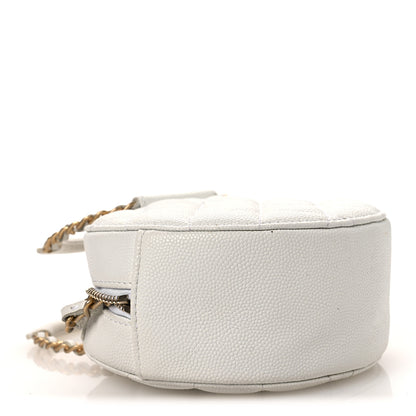 Chanel Caviar Quilted Chain Handle Round Clutch With Chain Bag  White 4 of 13
