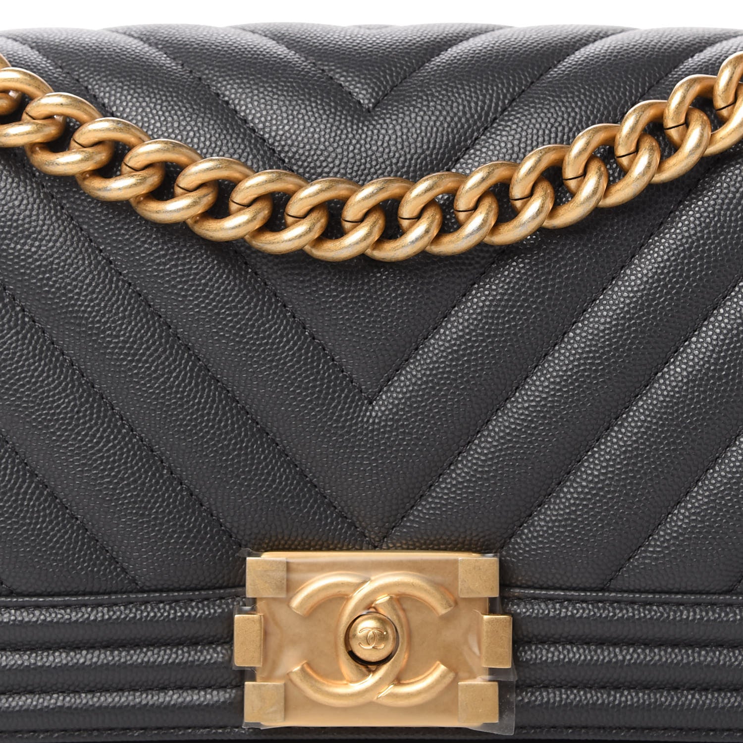 Chanel Caviar Chevron Quilted Medium Boy Flap Dark Grey 10 of 11