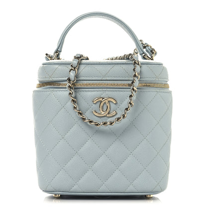 Chanel Caviar Quilted Small Top Handle Vanity Case With Chain Light Blue 1 of 12