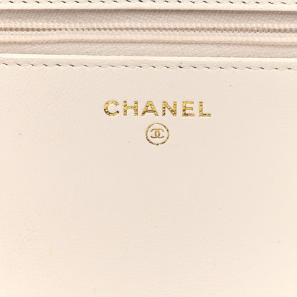 Chanel Lambskin Quilted CC Wallet On Chain WOC White 6 of 15