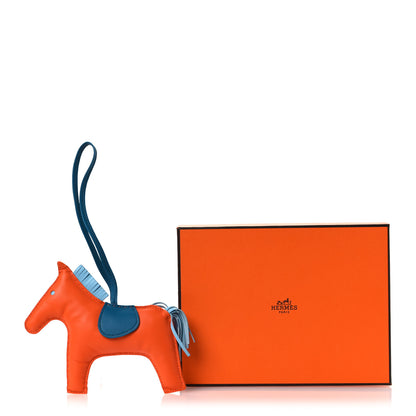 Hermes Milo Lambskin Grigri Rodeo Horse Bag Charm GM Feu Celeste Bleu Izmir 4 of 4