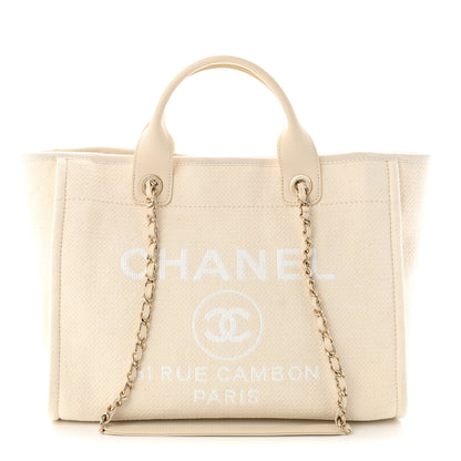 Chanel Mixed Fibers Small Deauville Tote White 1 of 11
