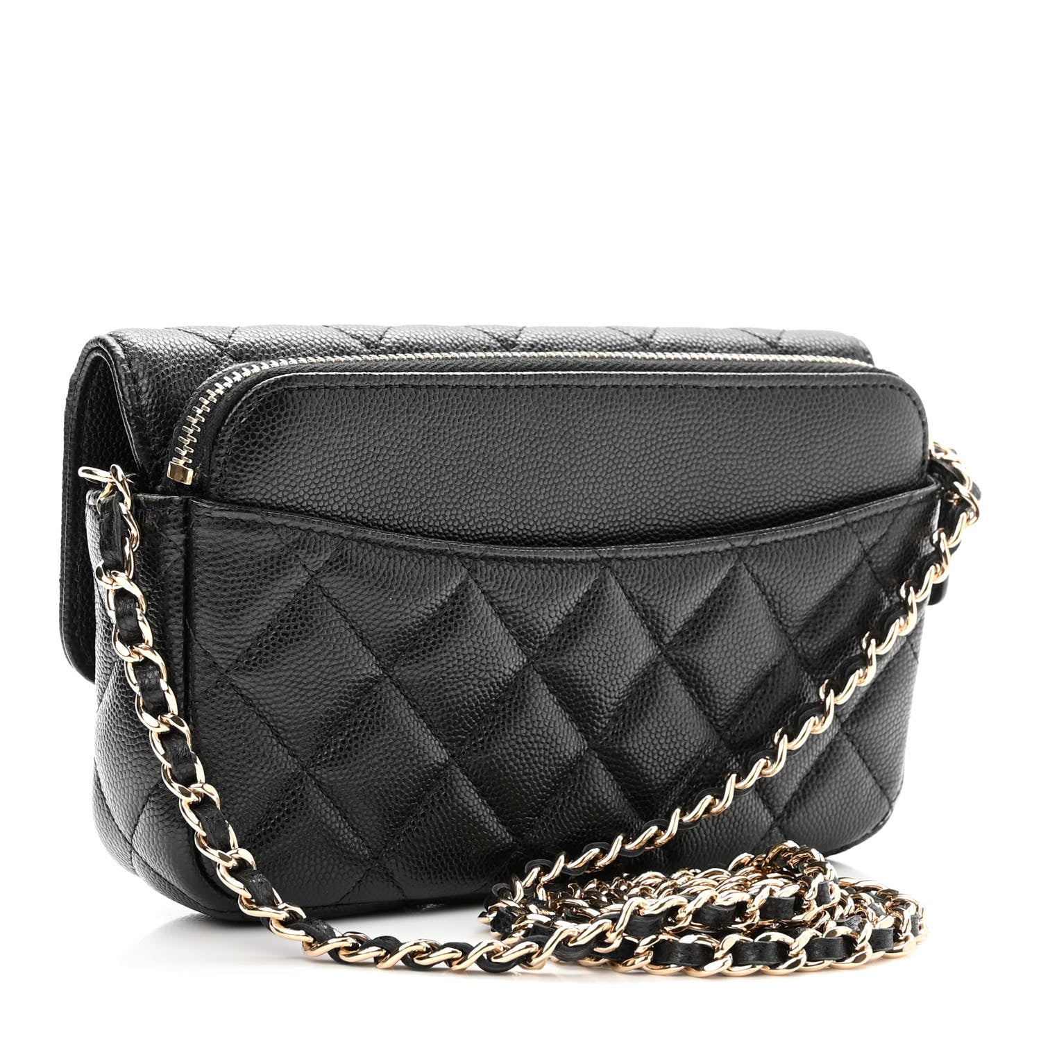 Chanel Caviar Quilted Flap Phone Holder With Chain Black 3 of 13