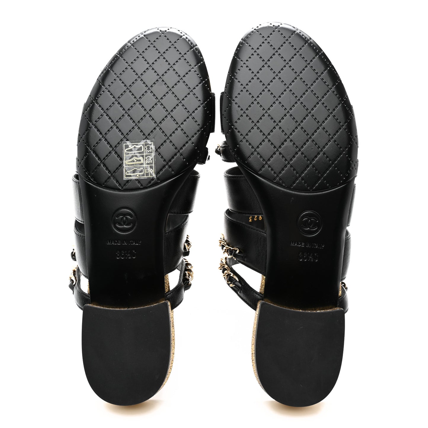 Lambskin Chain Mule Sandals 36.5 Black