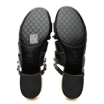 Chanel Lambskin Chain Mule Sandals 36.5 Black 5 of 8