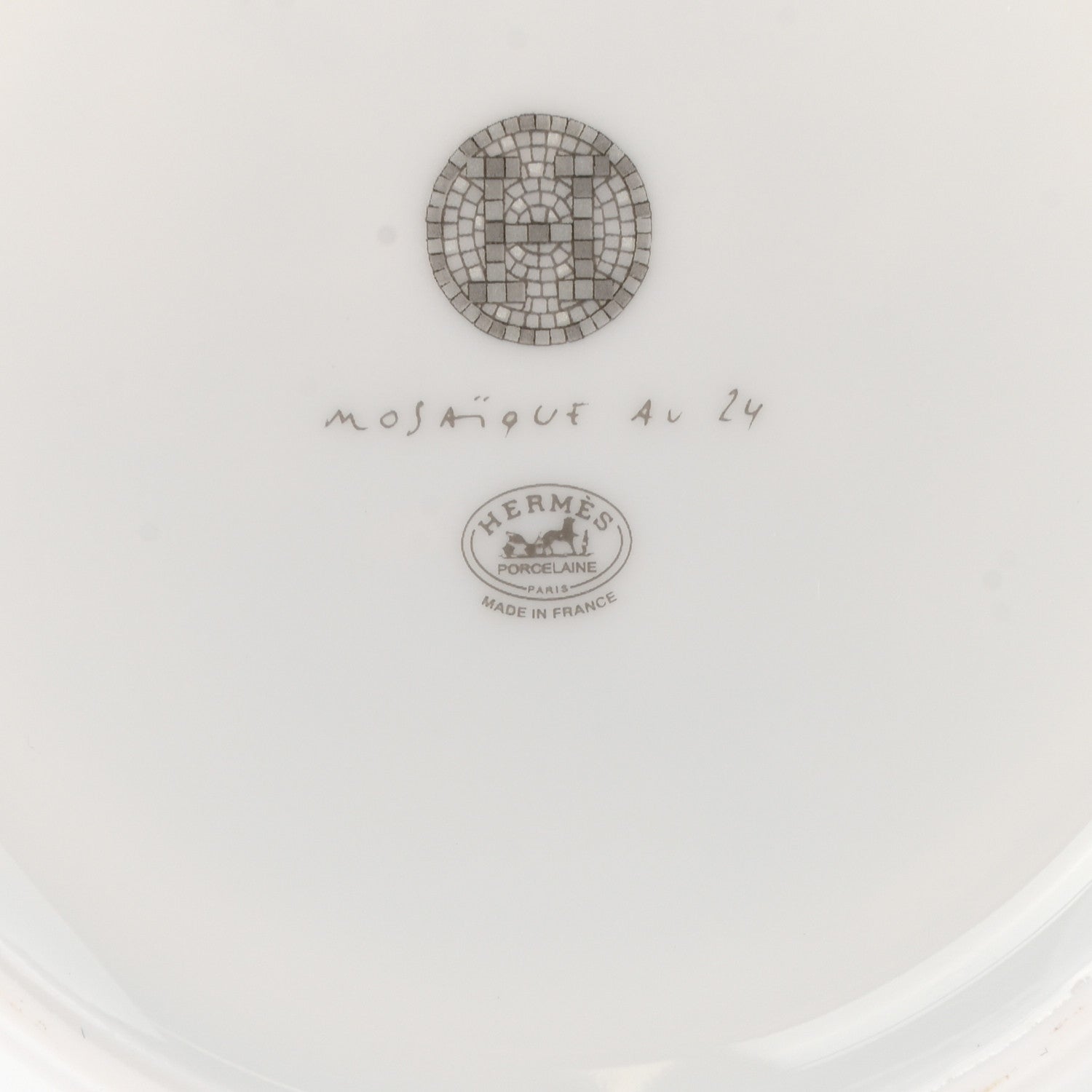 Hermes Porcelain Mosaique Au 24 Breakfast Cup And Saucer Set Of 2 Platine 6 of 10
