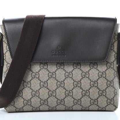 Gucci GG Supreme Monogram Selleria Calfskin Small Satchel Messenger Bag Beige Ebony Cocoa Dark Chocolate 8 of 14