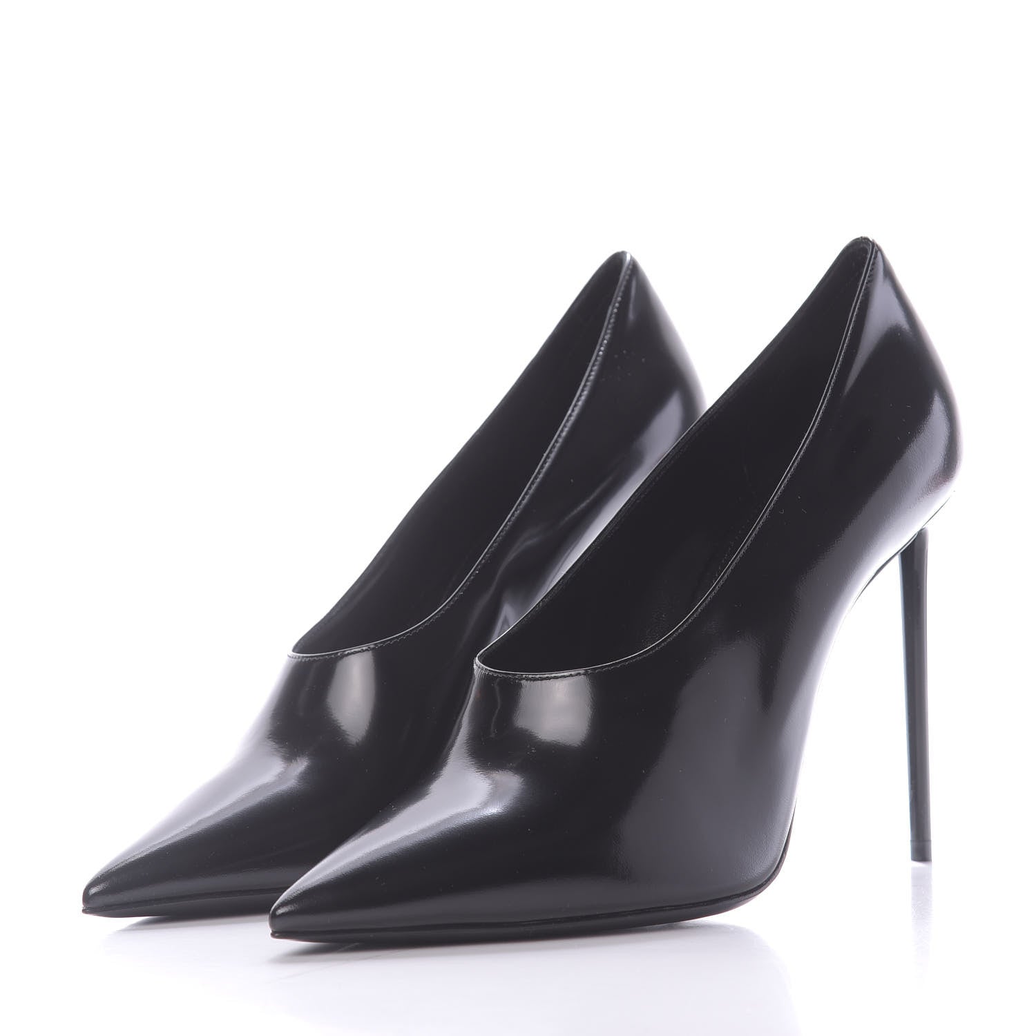 Saint Laurent Patent Calfskin Teddy High Vamp 105 Pumps 38 Black 3 of 11