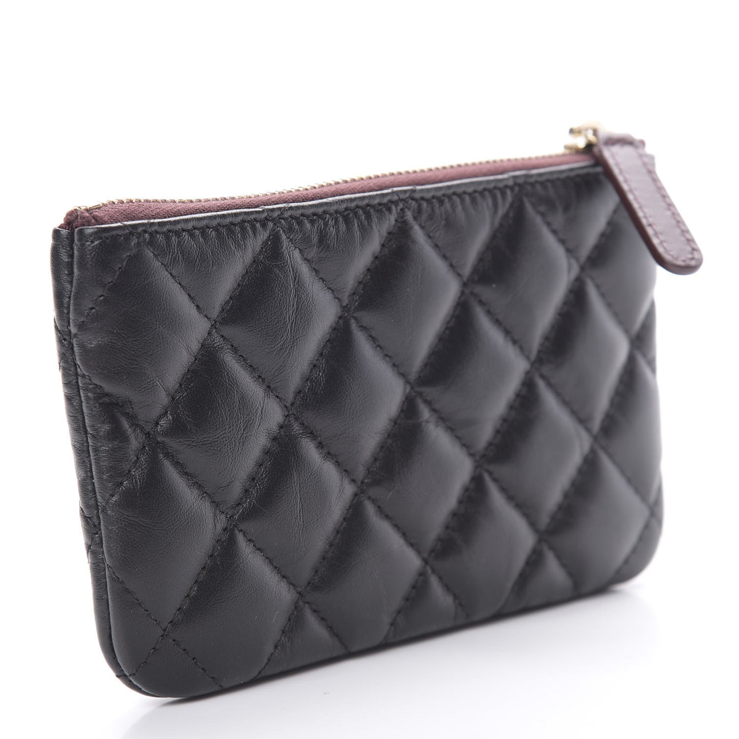 Aged Calfskin Quilted Small Lucky Charms Cosmetic Case Black