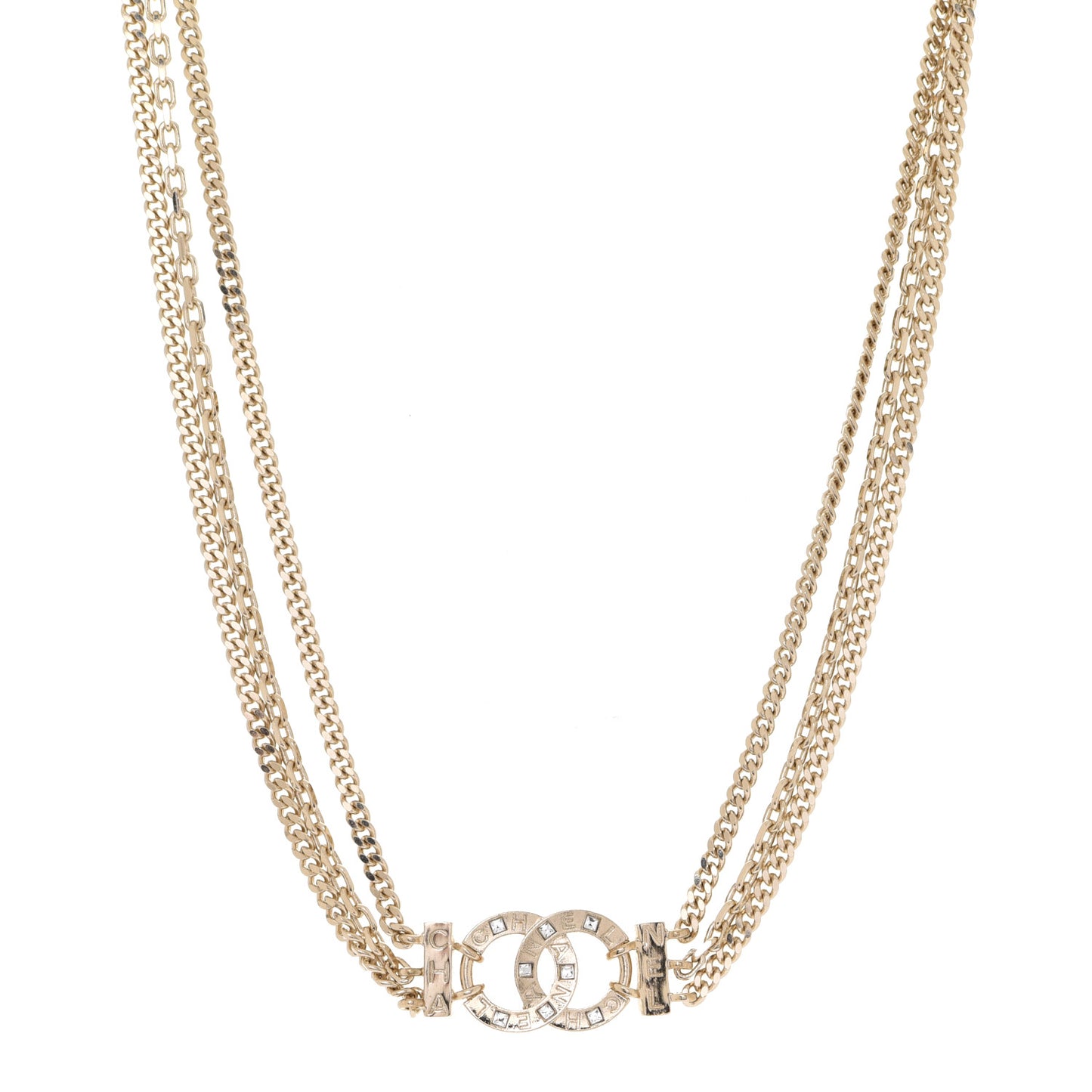 Crystal Chain Short Necklace Gold