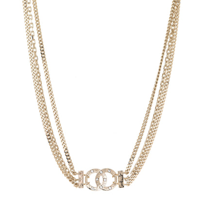 Chanel Crystal Chain Short Necklace Gold 1 of 6