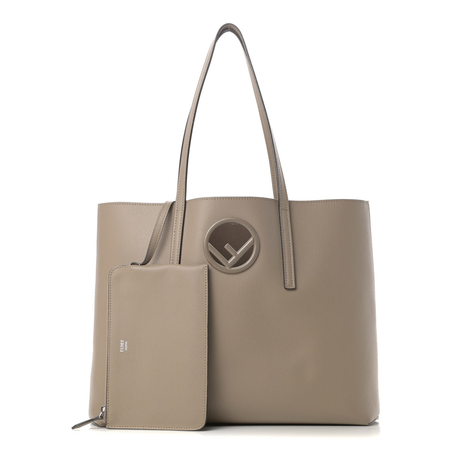 Fendi Vitello Vienna Enamel F is Fendi Shopping Tote Tortora Taupe 1 of 11