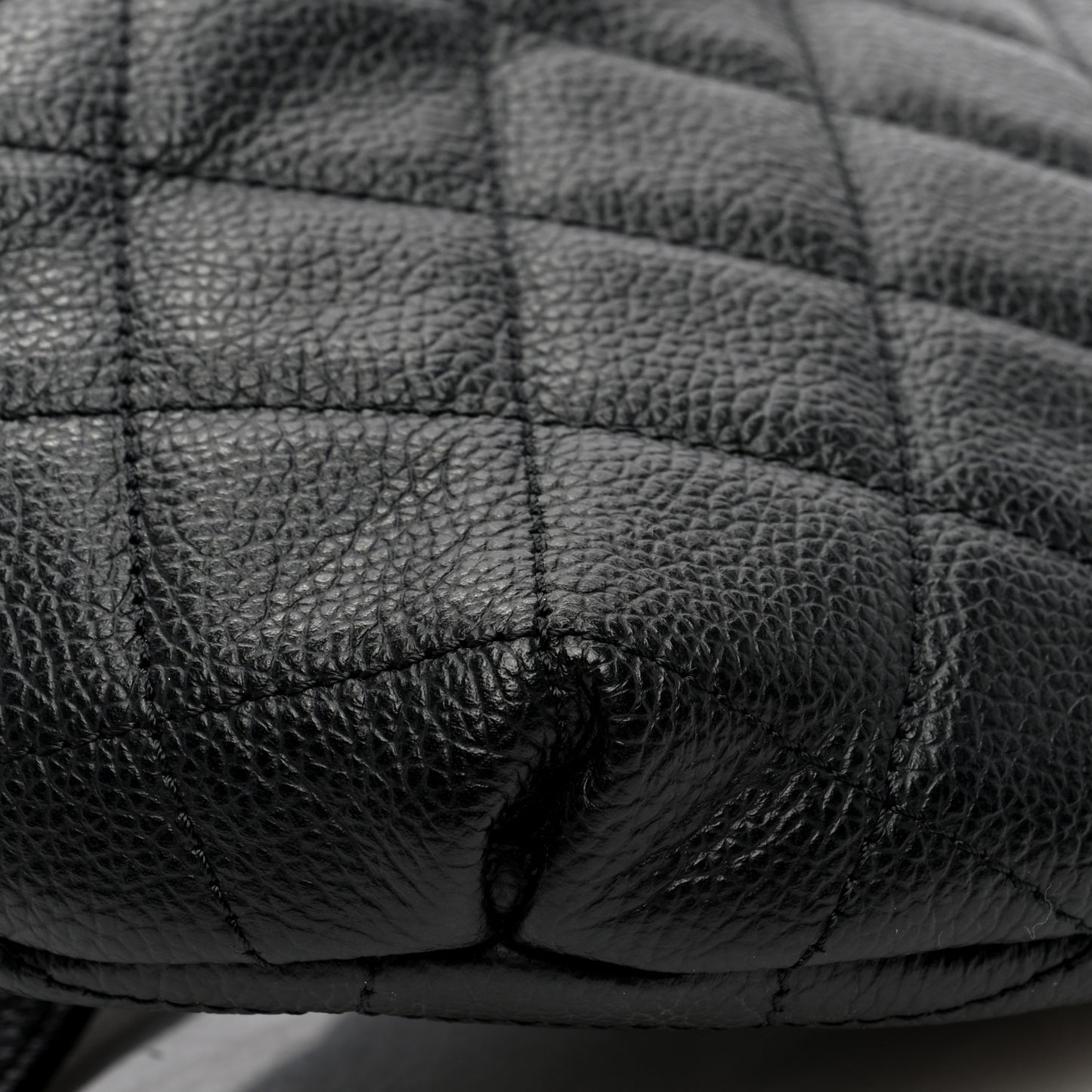 Grained Calfskin Quilted Waist Belt Bag Black