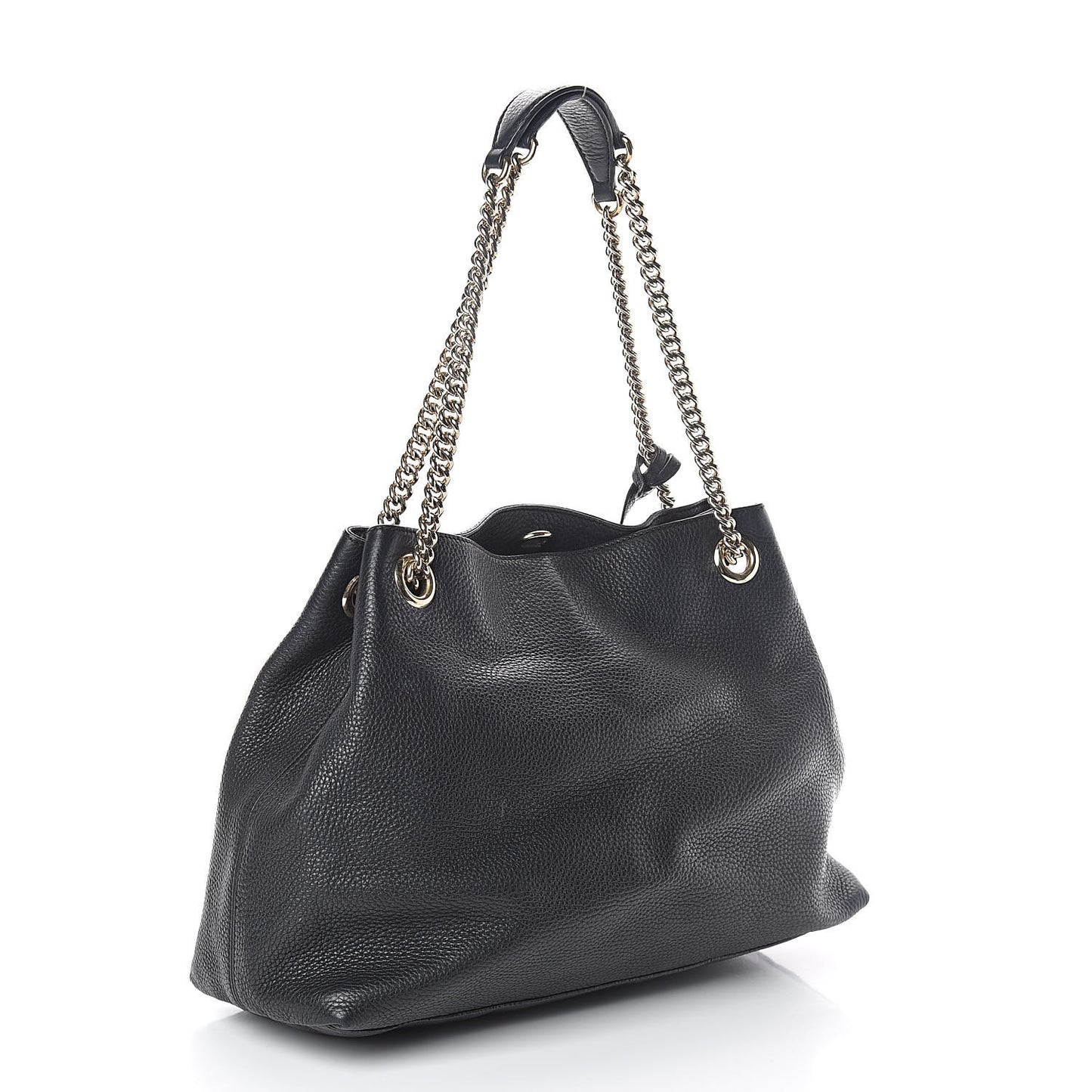 Pebbled Calfskin Medium Soho Chain Shoulder Bag Black