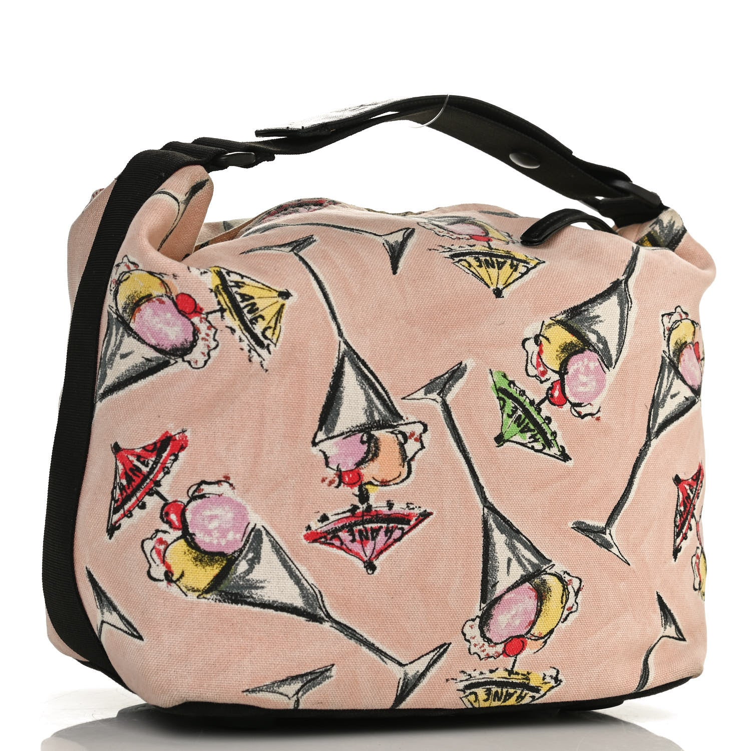 Chanel Cotton Canvas Printed Hobo Pink Multicolor 4 of 14