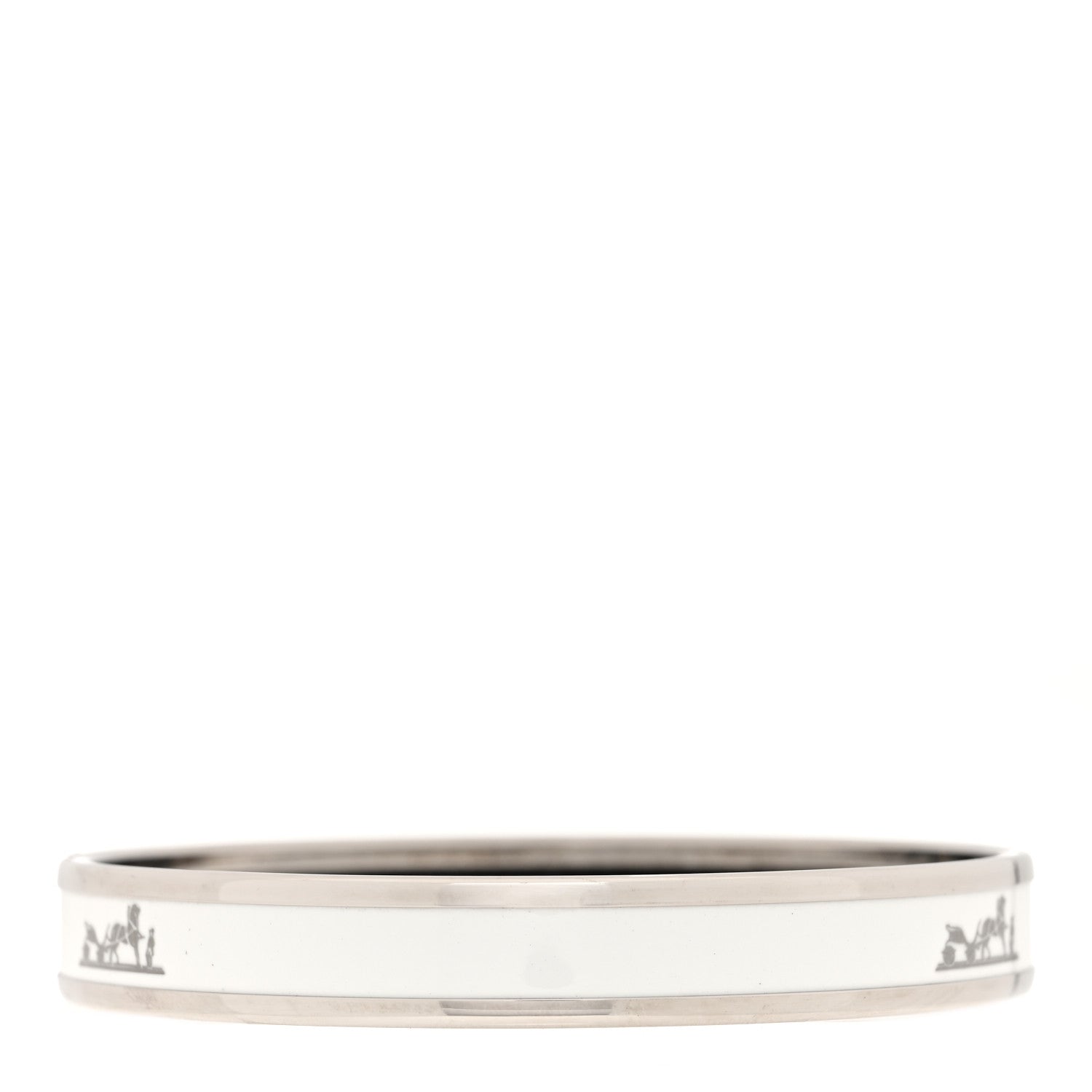 Hermes Enamel Printed Narrow Caleche Bracelet 62 White 3 of 5