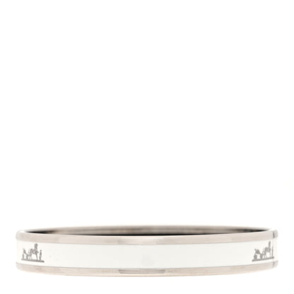 Hermes Enamel Printed Narrow Caleche Bracelet 62 White 3 of 5