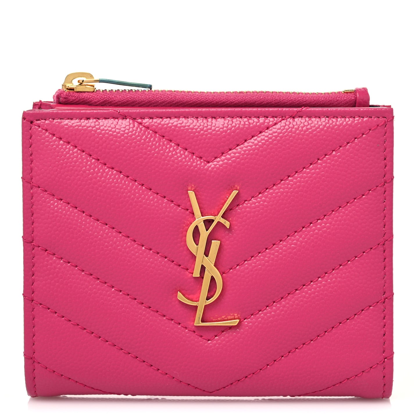 Grain De Poudre Matelasse Chevron Monogram Zipped Card Case Fresh Fuxia