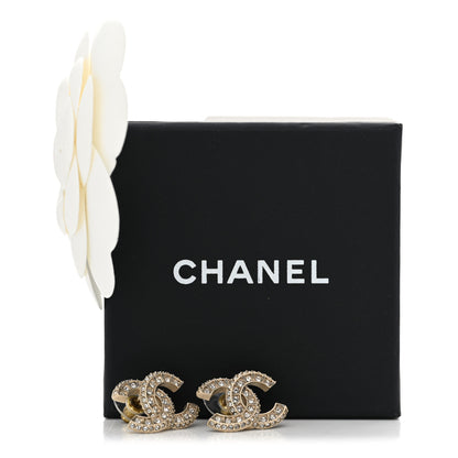 Chanel Crystal Timeless CC Earrings Light Gold 5 of 5