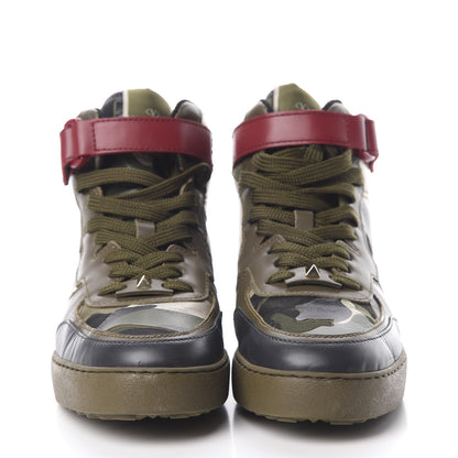 Valentino Garavani Calfskin Canvas Camouflage Rockstud Rock Be Sneakers 38 Olive 2 of 9