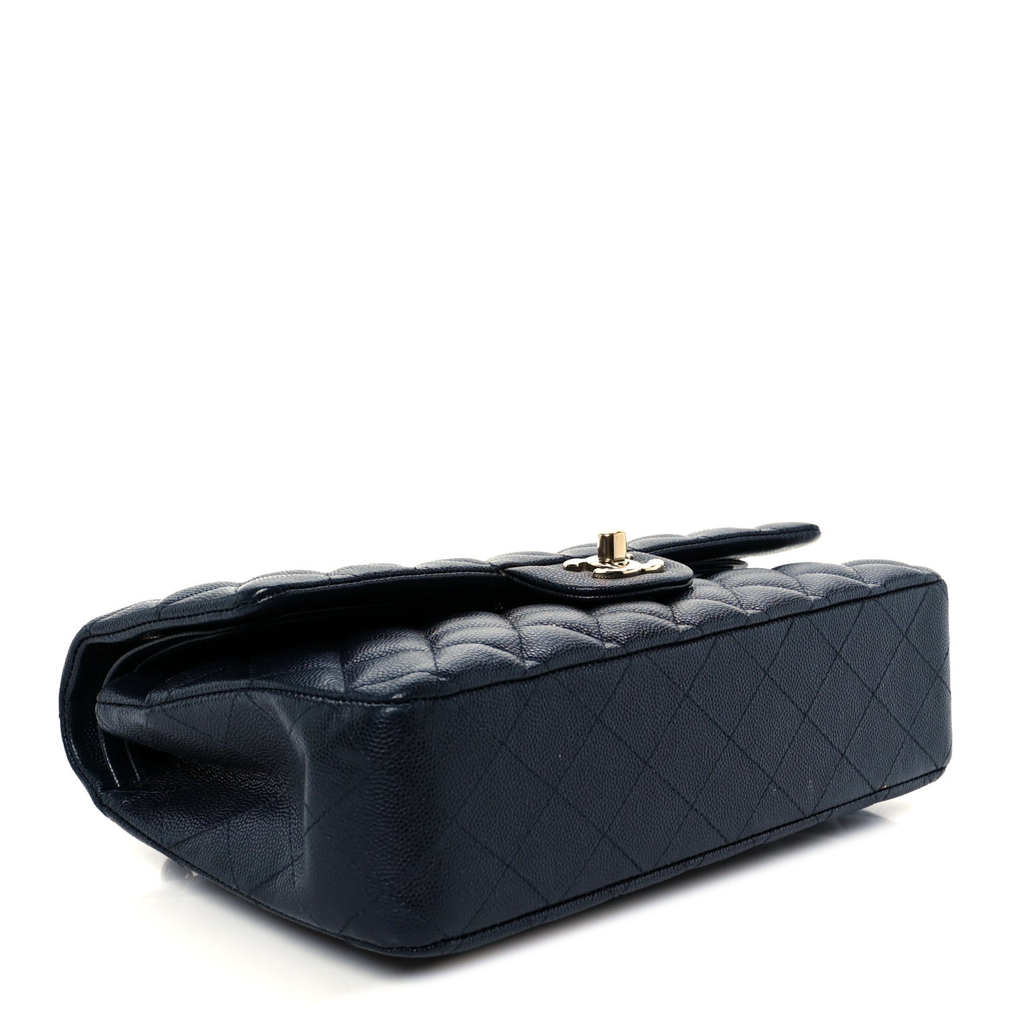Caviar Quilted Medium Double Flap Navy