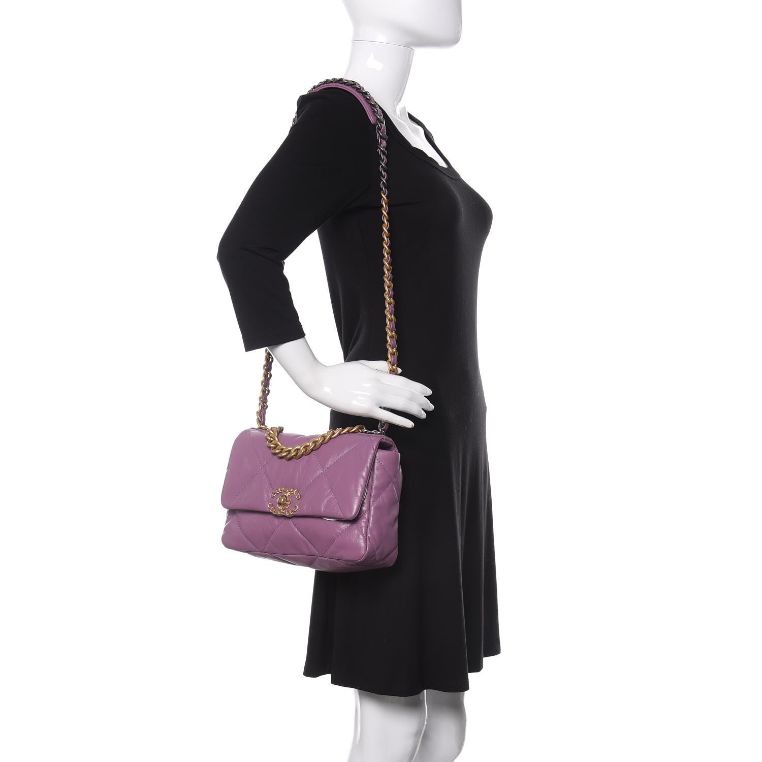 Chanel Goatskin Quilted Medium 19 Flap Violet Purple 2 of 9