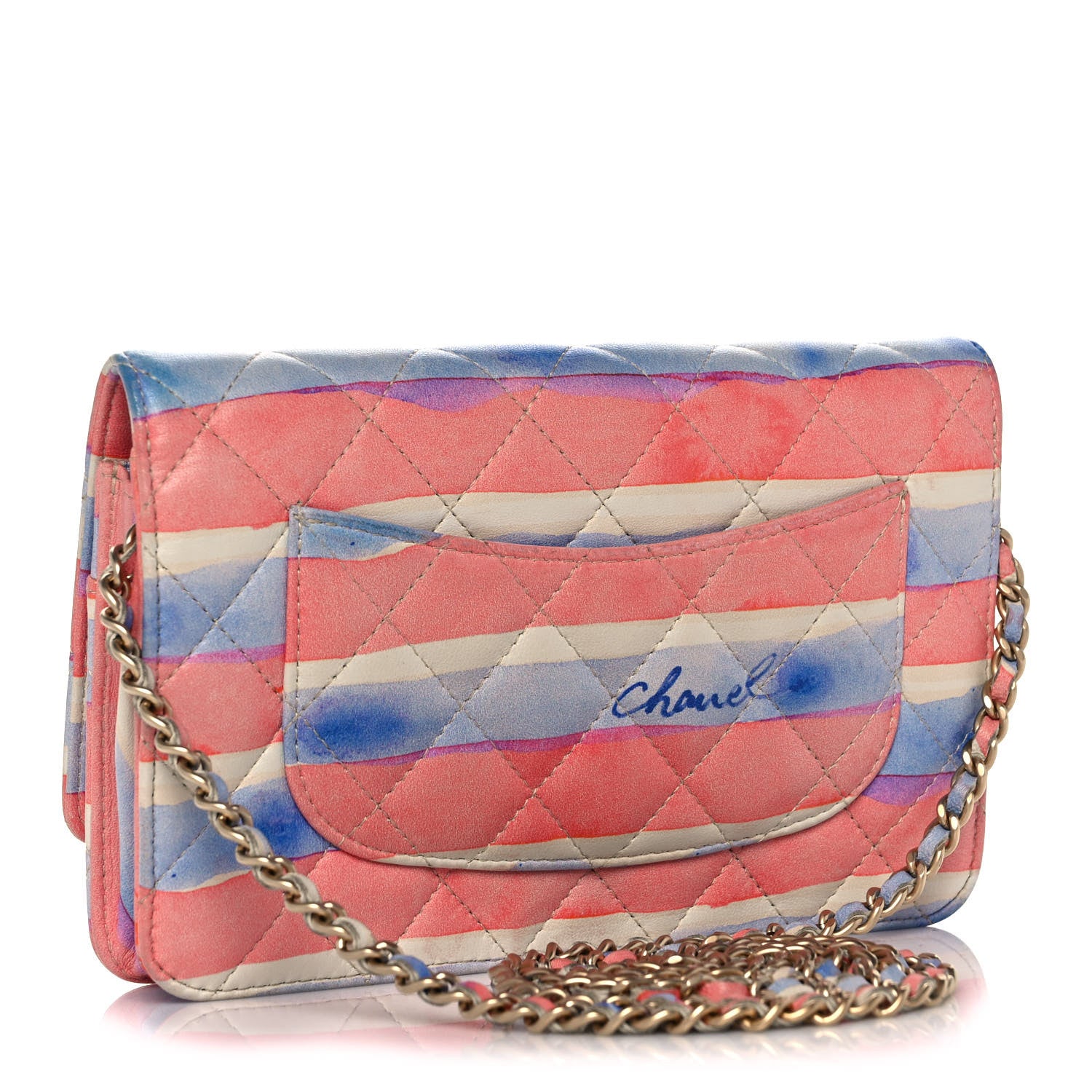 Chanel Lambskin Quilted Wallet On Chain WOC Multicolor 3 of 10
