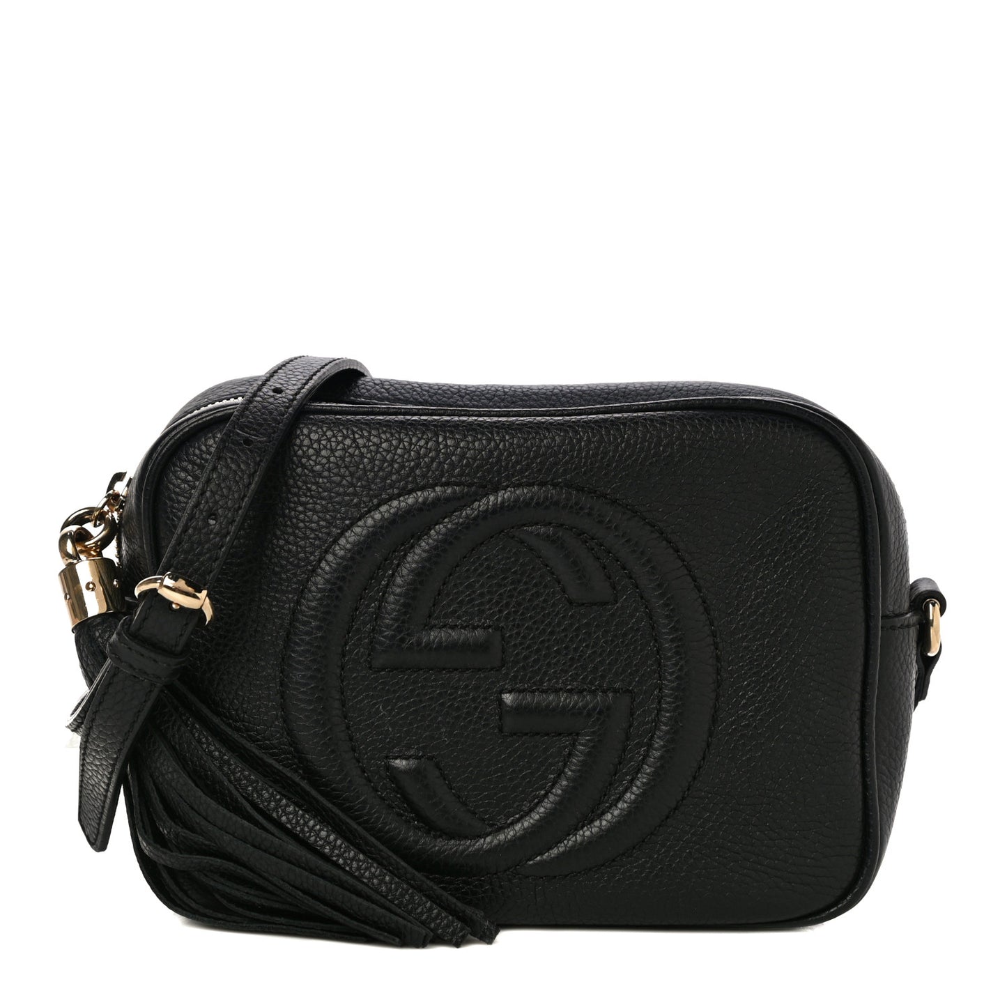 Pebbled Calfskin Small Soho Disco Bag Black