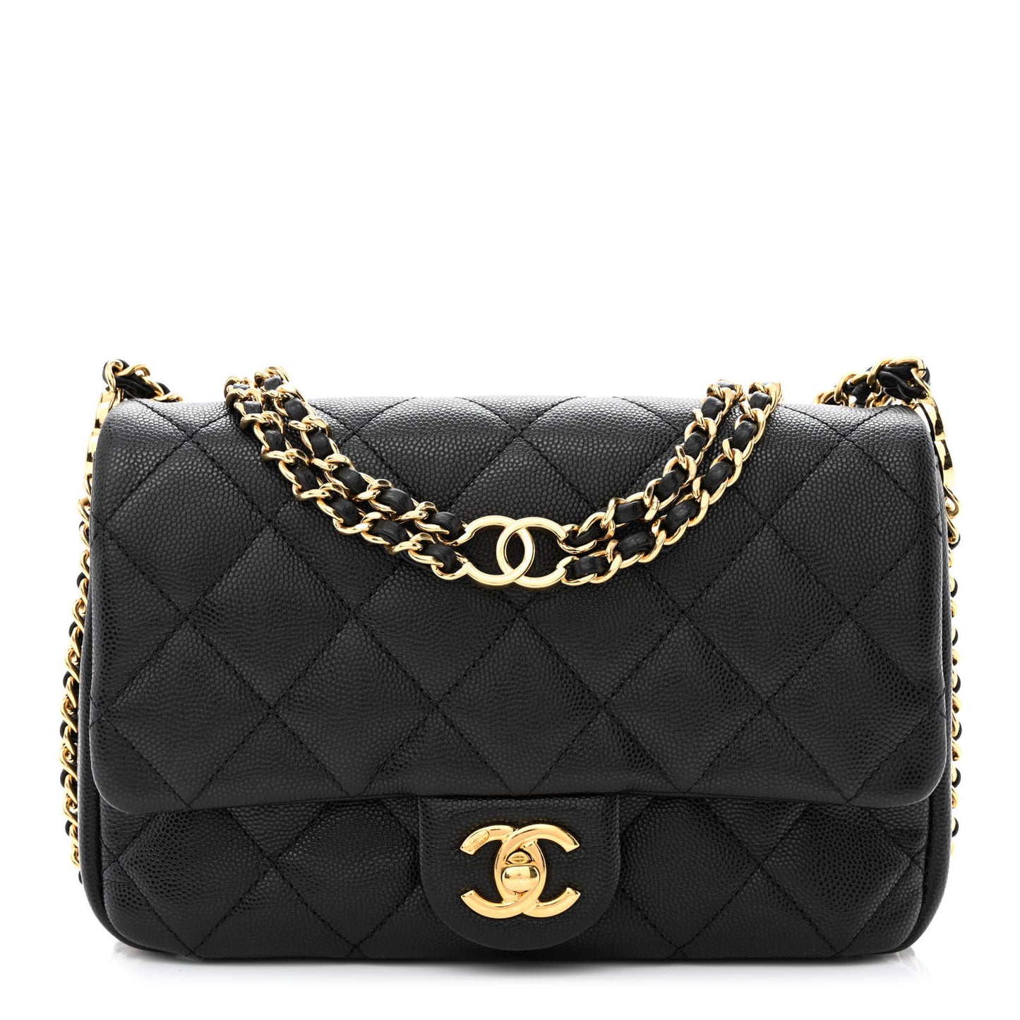 Caviar Quilted Mini CC You Flap Black